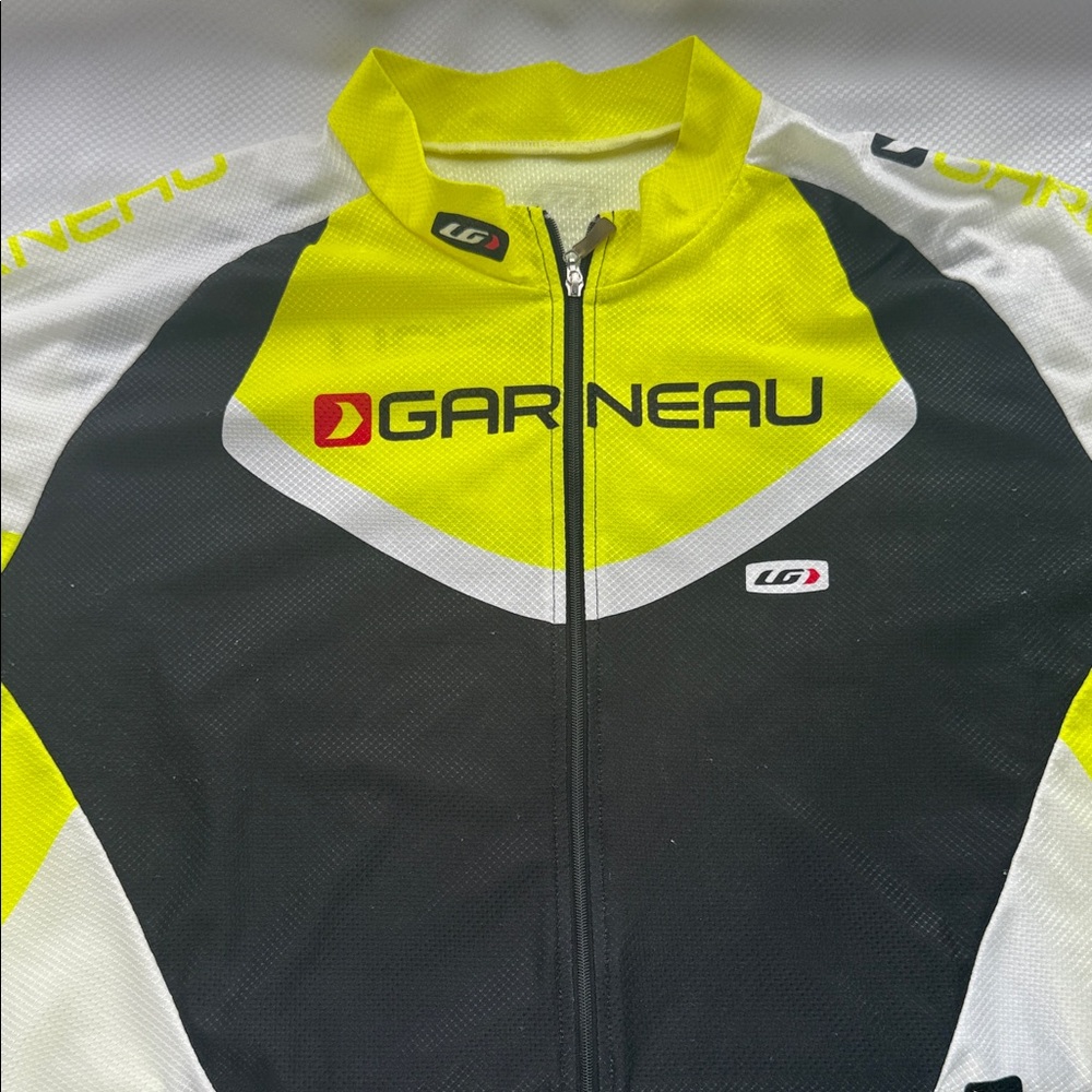 Men's Yellow and Black Jacket Garneau Cycling Jersey - Medium